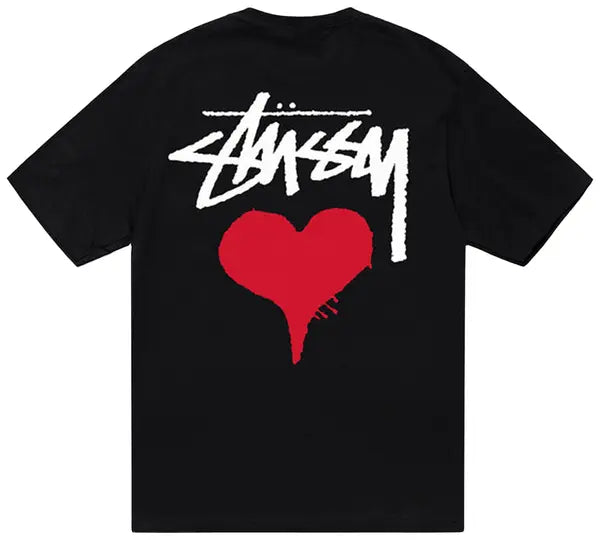 STUSSY HEART TSHIRT BLACK