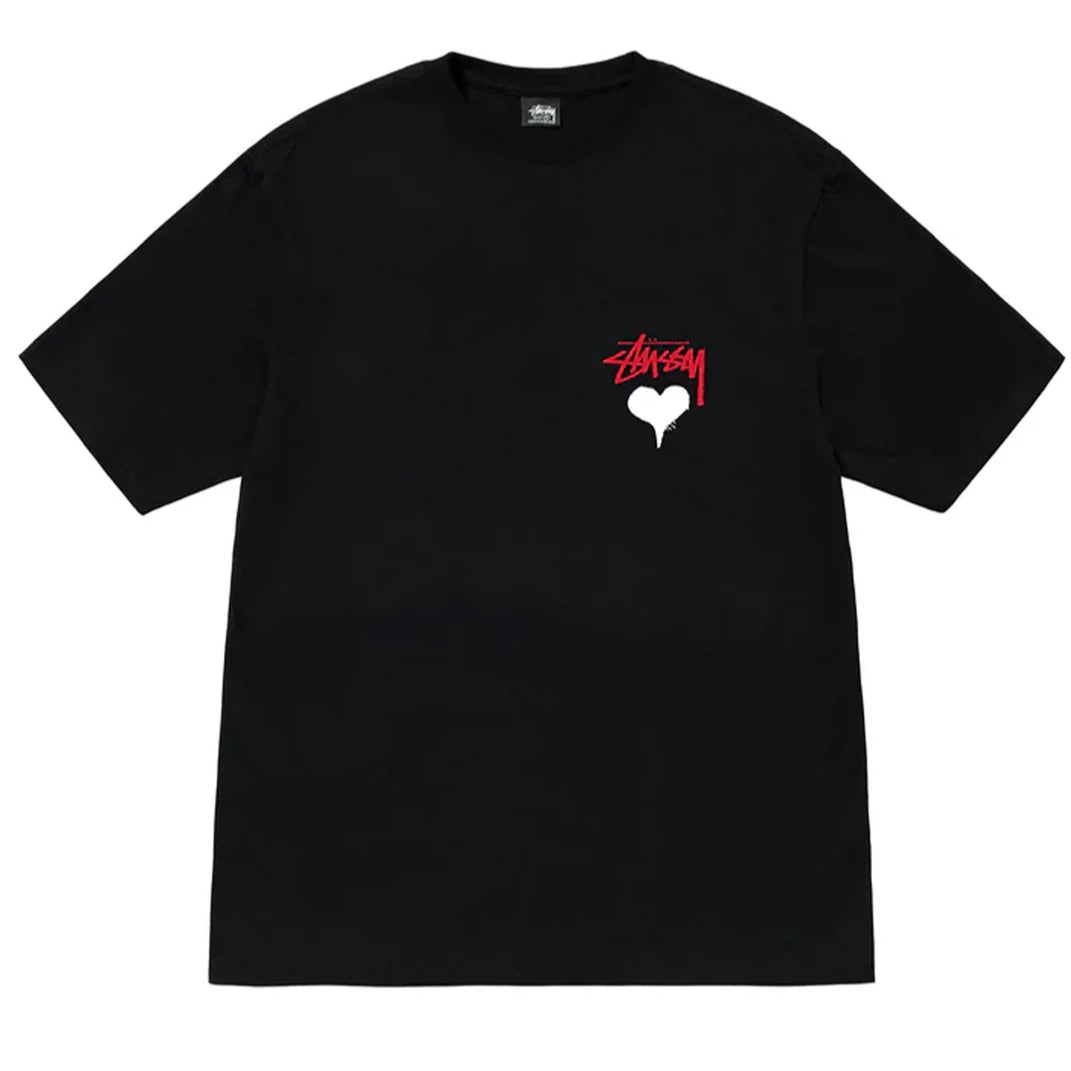 STUSSY HEART TSHIRT BLACK