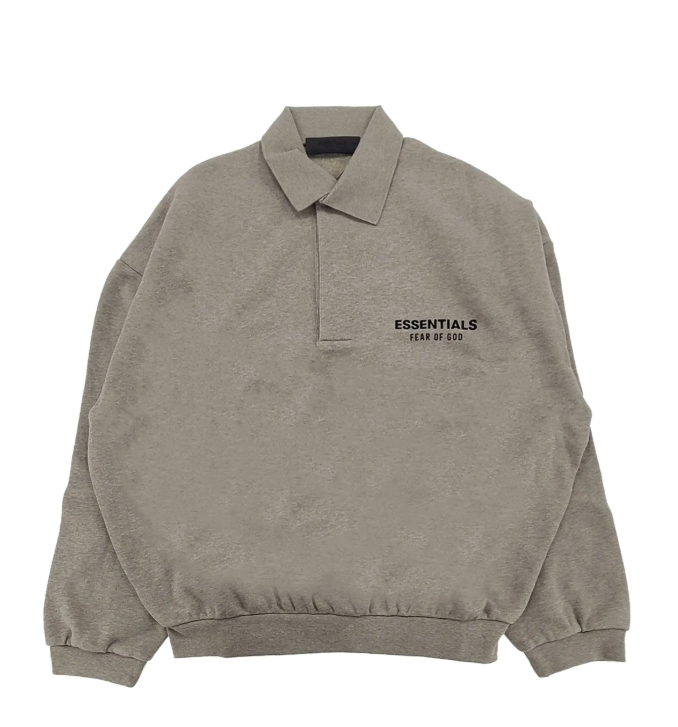 GREY ESSENTIALS BUTTON CREWNECK