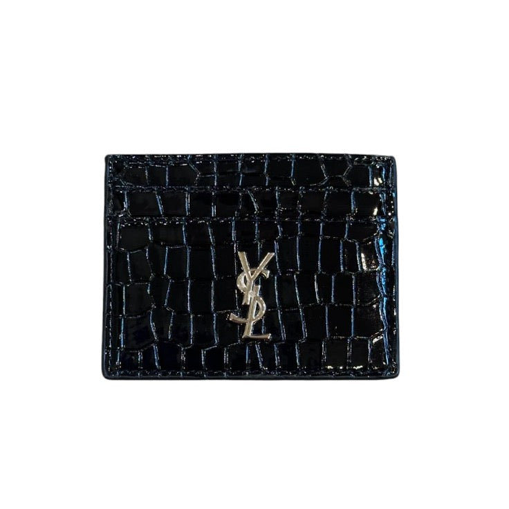 ysl leather silver cardholder