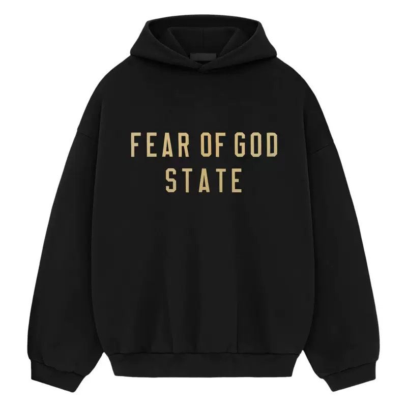 ESSENTIALS BLACK SS25 HOODIE